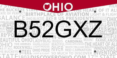 B52GXZ Ohio License Plate