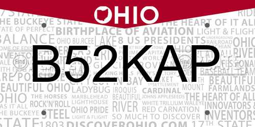 B52KAP Ohio License Plate