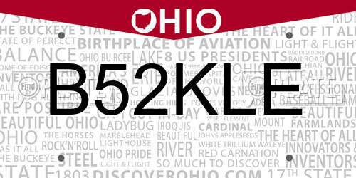 B52KLE Ohio License Plate