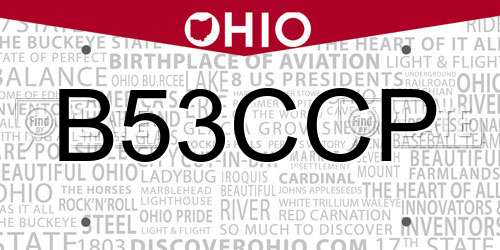 B53CCP Ohio License Plate