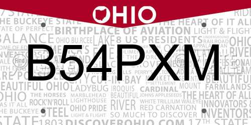 B54PXM Ohio License Plate