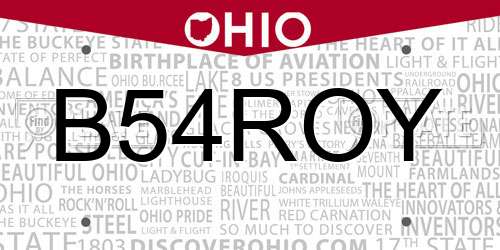 B54ROY Ohio License Plate