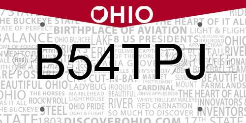 B54TPJ Ohio License Plate