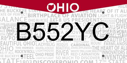 B552YC Ohio License Plate