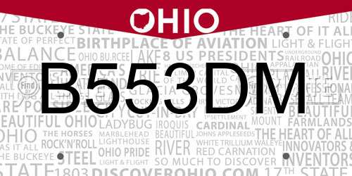 B553DM Ohio License Plate