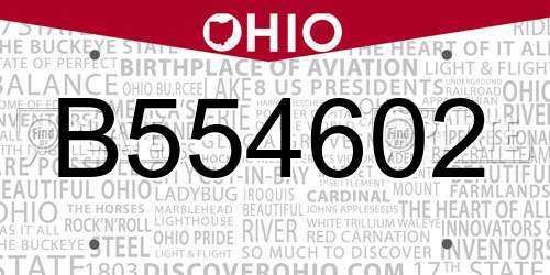 B554602 Ohio License Plate