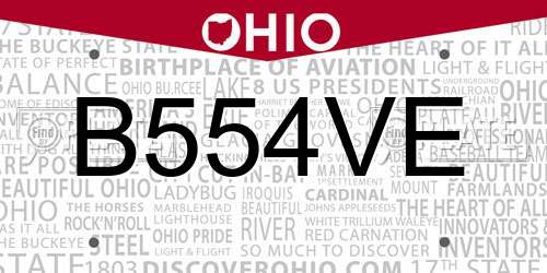 B554VE Ohio License Plate