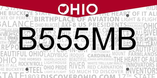 B555MB Ohio License Plate