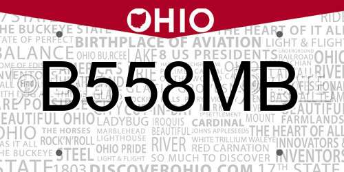 B558MB Ohio License Plate