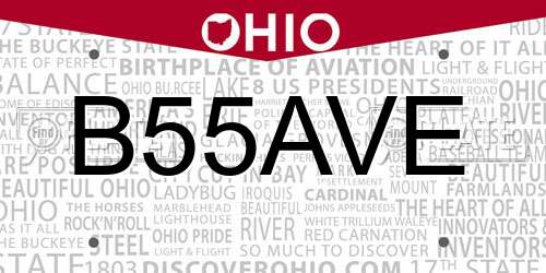 B55AVE Ohio License Plate