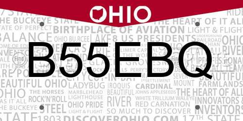 B55EBQ Ohio License Plate