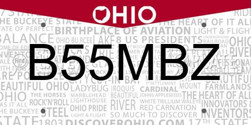 B55MBZ Ohio License Plate