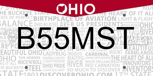 B55MST Ohio License Plate