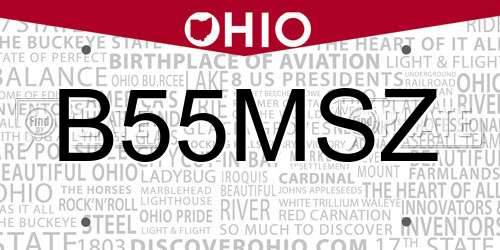 B55MSZ Ohio License Plate