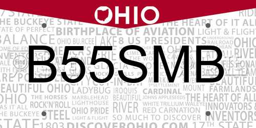 B55SMB Ohio License Plate
