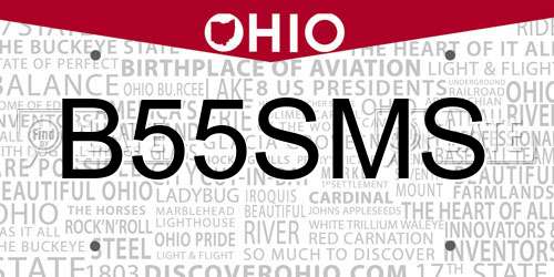 B55SMS Ohio License Plate