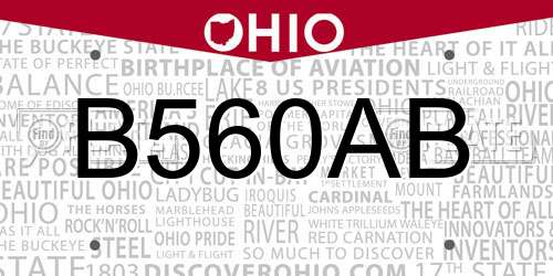 B560AB Ohio License Plate
