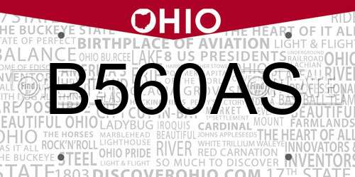 B560AS Ohio License Plate