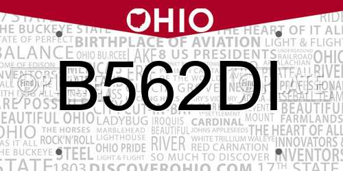 B562DI Ohio License Plate