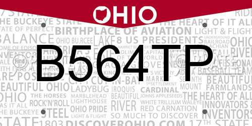B564TP Ohio License Plate