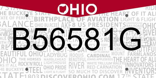 B56581G Ohio License Plate