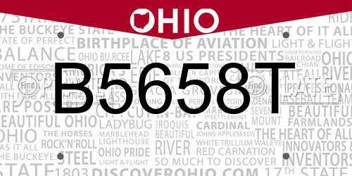 B5658T Ohio License Plate