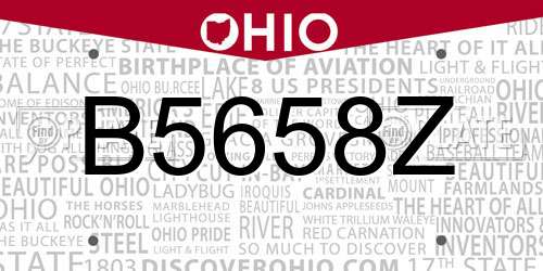 B5658Z Ohio License Plate