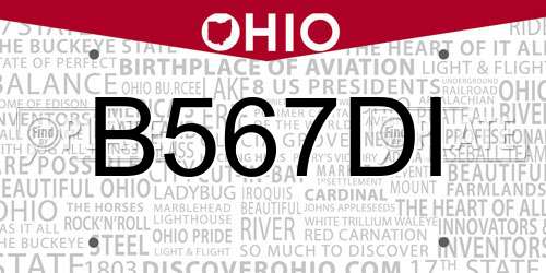 B567DI Ohio License Plate
