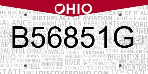 B56851G Ohio License Plate