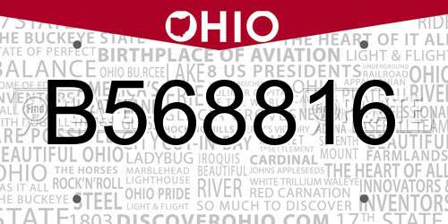 B568816 Ohio License Plate