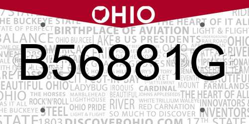 B56881G Ohio License Plate