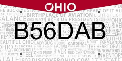B56DAB Ohio License Plate