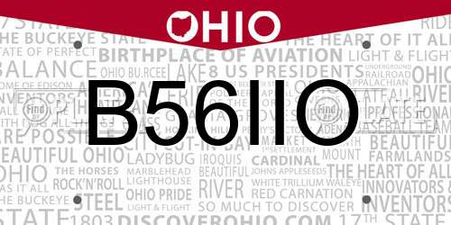 B56IIO Ohio License Plate