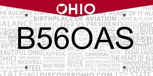 B56OAS Ohio License Plate