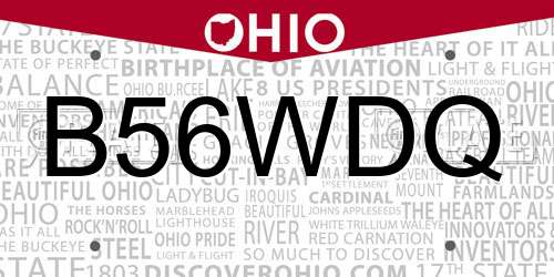 B56WDQ Ohio License Plate