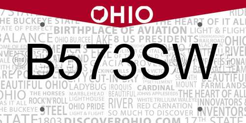 B573SW Ohio License Plate