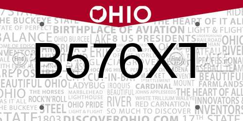 B576XT Ohio License Plate