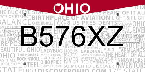 B576XZ Ohio License Plate