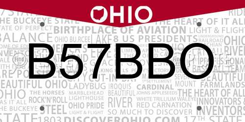 B57BBO Ohio License Plate
