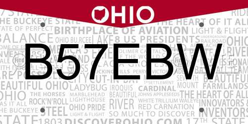 B57EBW Ohio License Plate
