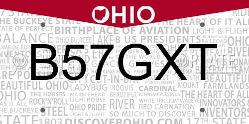 B57GXT Ohio License Plate