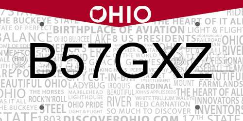 B57GXZ Ohio License Plate