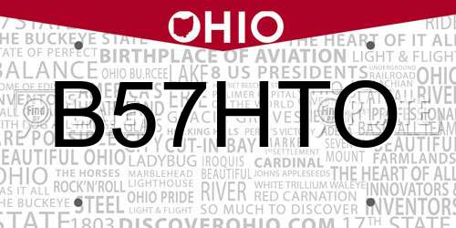 B57HTO Ohio License Plate