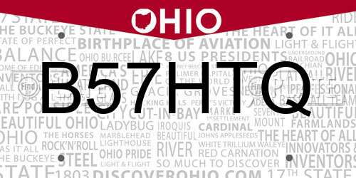B57HTQ Ohio License Plate