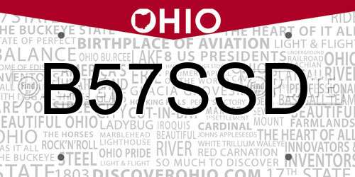 B57SSD Ohio License Plate