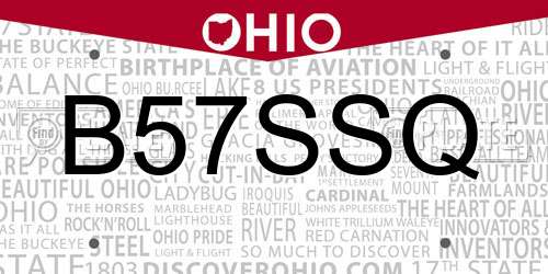 B57SSQ Ohio License Plate