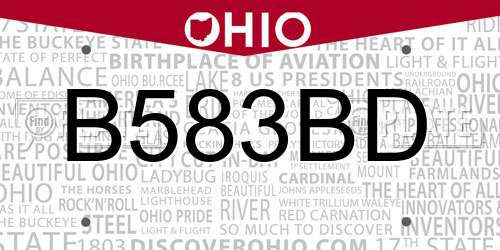 B583BD Ohio License Plate