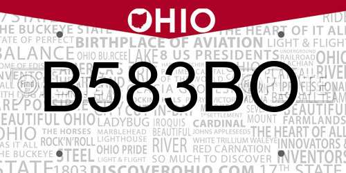 B583BO Ohio License Plate