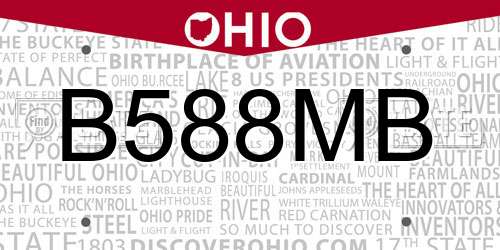 B588MB Ohio License Plate