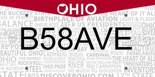 B58AVE Ohio License Plate